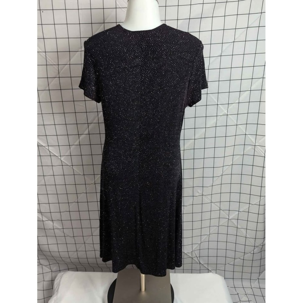 Maurices ~ Glitter Dot A-Line Dress ~ Size Large ~Black/Silver Short Sleeve Knit - Picture 2 of 10